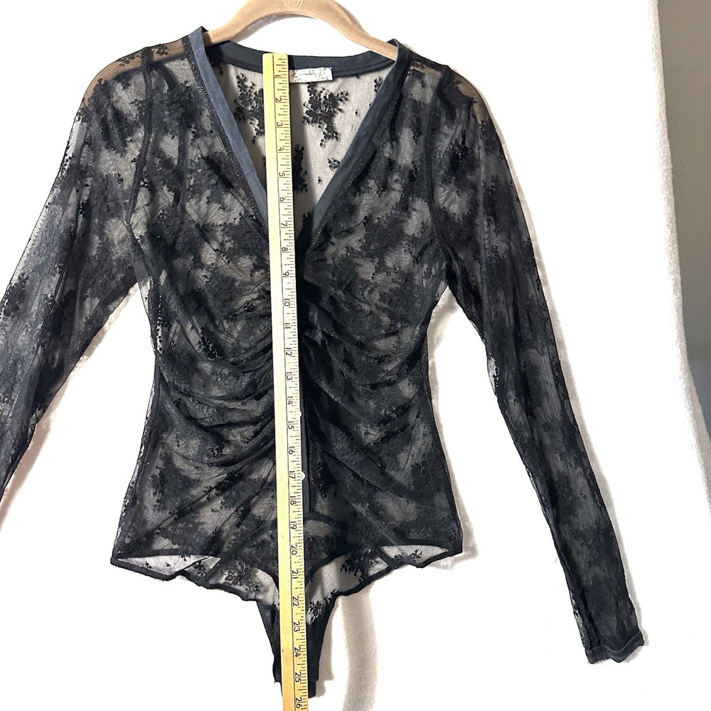 Free People Lady Lux Light Year L Large Bodysuit Black Lace Thong - Picture 9 of 12